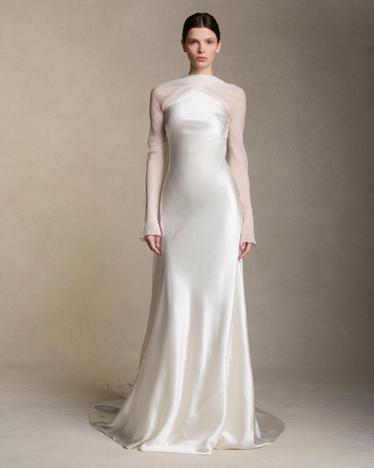 Mari with Crinkle Chiffon Sleeves