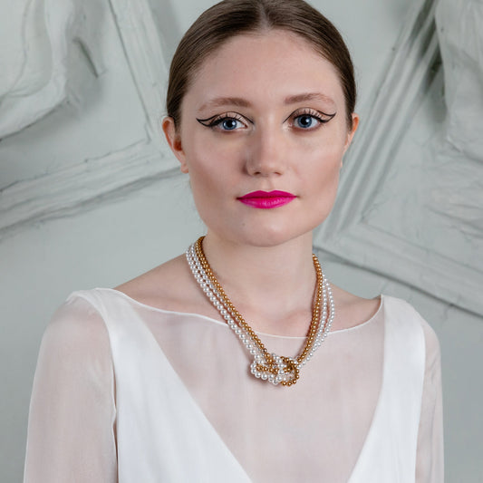 3 Strand Pearl Knot Necklace
