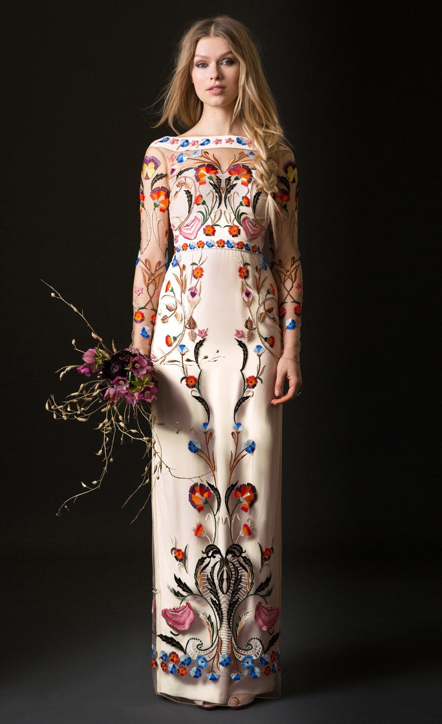 Temperley Toledo column wedding dress with colour Rachel Scott Couture Temperley Toledo column wedding dress with colour Rachel Scott Couture