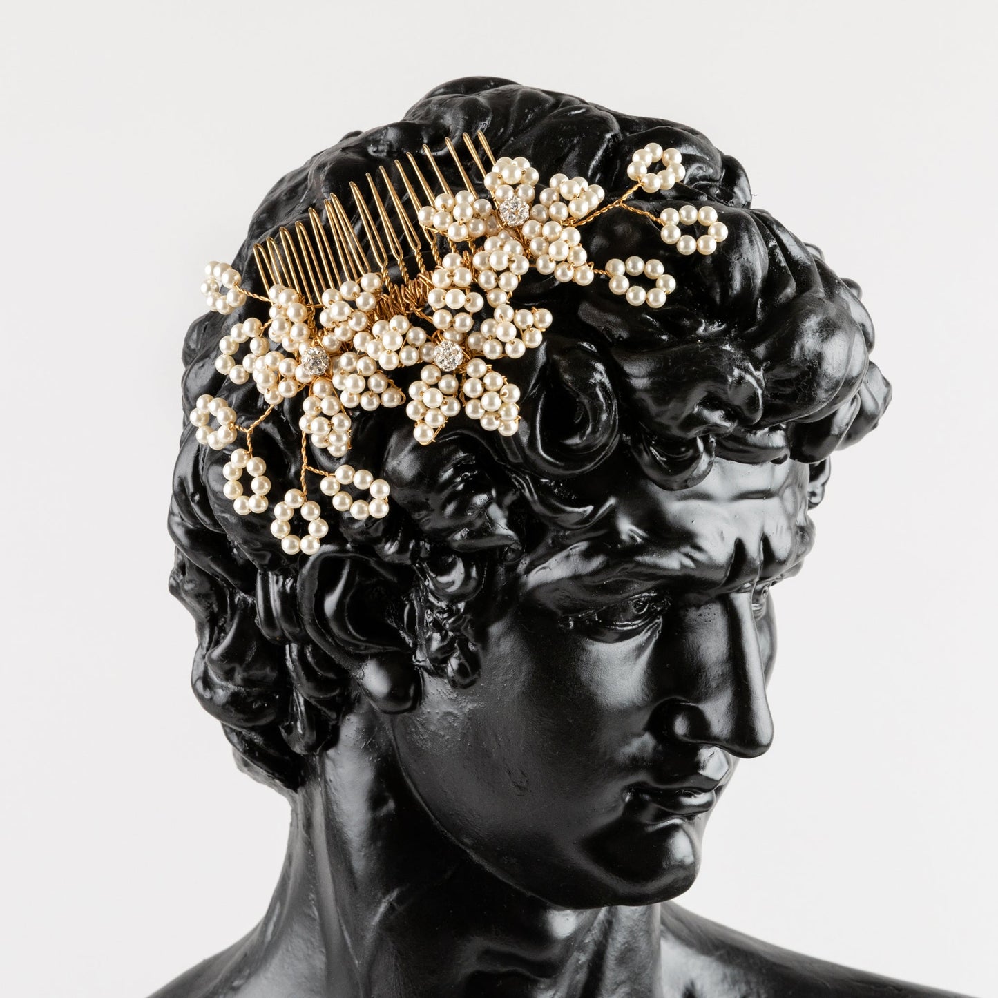 Flower Hair Comb with Ivy Sprigs