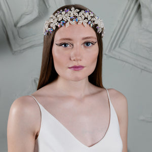 Pearl and Crystal Flower Hair Band