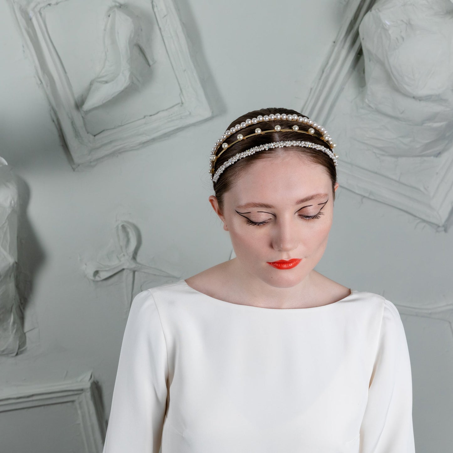 Skinny Cluster Pearl Head Band